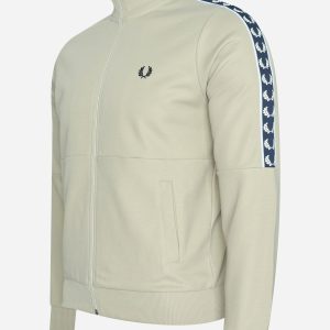 Panelled taped track jacket - light oyster