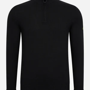 Cotton half zip knit - black