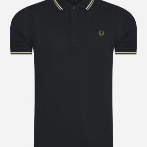 Twin tipped fred perry shirt - black ecru pistachio