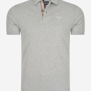 Tartan pique polo - grey marl