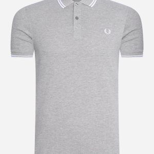Twin tipped fred perry shirt - steel marl white
