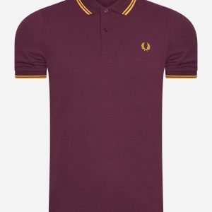 Twin tipped fred perry shirt - mahogany maize