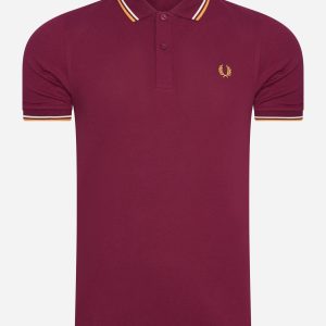 Twin tipped fred perry shirt - tawny port gold gold