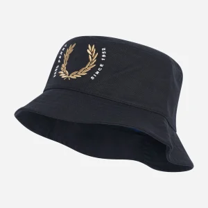 Laurel wreath canvas bucket hat - black