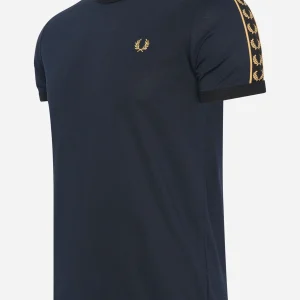 Gold taped ringer t-shirt - navy