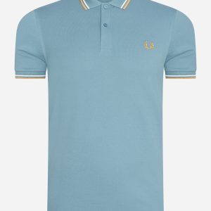 Twin tipped fred perry shirt - ash blue ecru gold