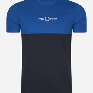 Branded colour block t-shirt - navy