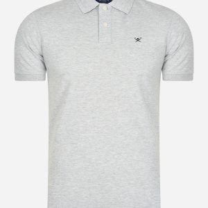 Cotton pique polo shirt - light grey marl