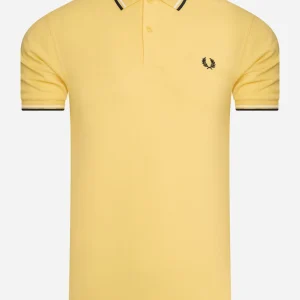 Twin tipped fred perry shirt - 1964 yellow snow white navy