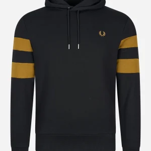 Tipped sleeve hooded sweat - black