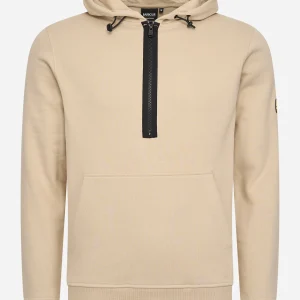 Badge half zip hoodie - lt stone