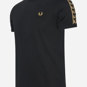 Gold taped ringer t-shirt - black