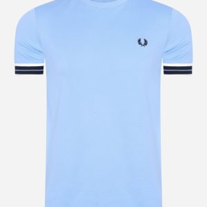 Tramline tipped pique t-shirt - sky
