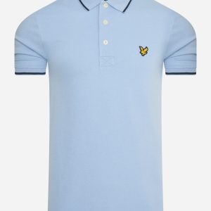 Tipped polo shirt - light blue dark navy