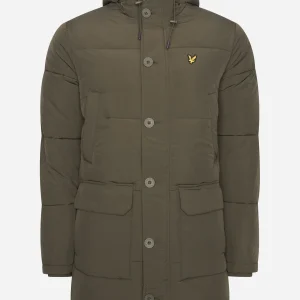 Heavyweight longline puffer jacket - olive