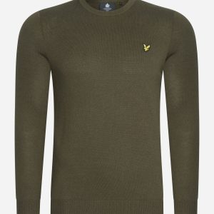 Cotton merino crew jumper - olive