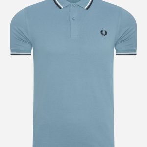 Twin tipped fred perry shirt - ash blue snow black