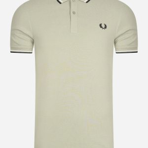 Twin tipped fred perry shirt - seagrass snow white black