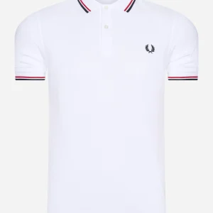 Twin tipped fred perry shirt - white bright red navy