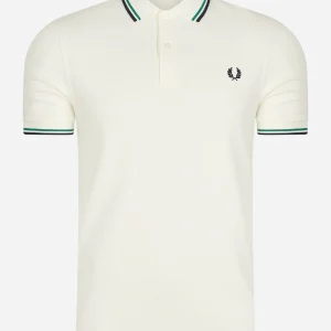Twin tipped fred perry shirt - ecru fp green navy