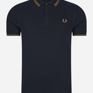 Twin tipped fred perry shirt - navy dark caramel