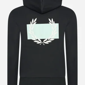 Laurel wreath print hooded sweater - black