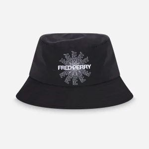 Graphic print bucket hat - black