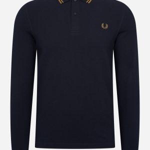 LS twin tipped shirt - navy dark caramel
