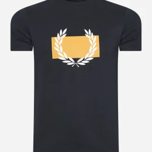 Laurel wreath print t-shirt - navy