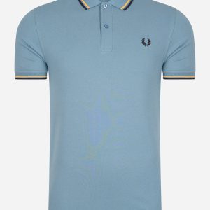 Twin tipped fred perry shirt - ash blue golden hour navy