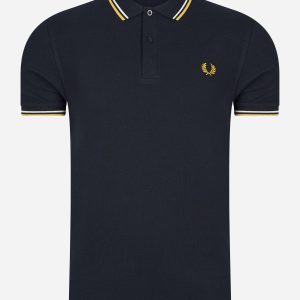 Twin tipped fred perry shirt - navy ecru golden hour