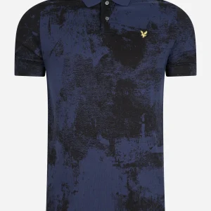 Erosion print polo shirt - navy