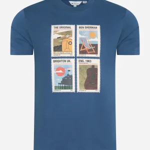 Travel stamps - blue denim