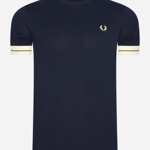 Tramline tipped pique t-shirt - navy
