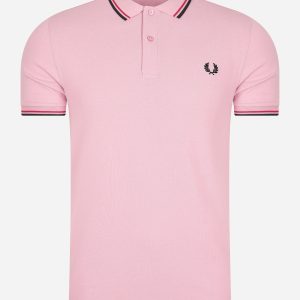 Twin tipped fred perry shirt - chalky pink washed red black