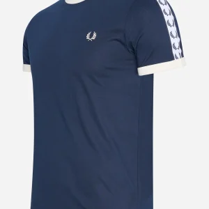 Taped ringer t-shirt - carbon blue