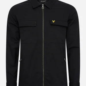 Cotton twill overshirt - jet black