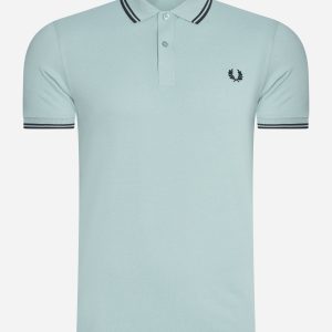 Twin tipped fred perry shirt - silver blue black
