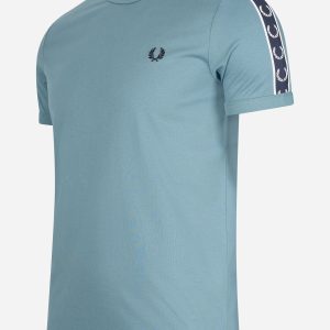 Contrast tape ringer t-shirt - ash blue navy