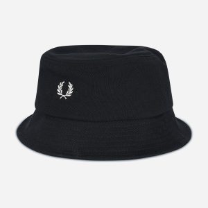 Pique bucket hat - black