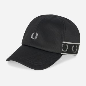 Contrast tape tricot cap - black
