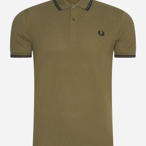 Twin tipped fred perry shirt - uniform green black