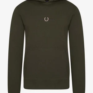 Embroidered hooded sweatshirt - hunting green