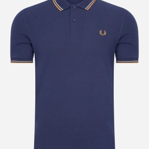 Twin tipped fred perry shirt - french navy seagrass light rust