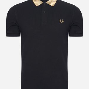 Collar detail polo shirt - black