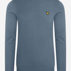 Cotton merino crew jumper - slate blue