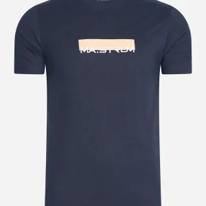 MA.Strum block print tee - ink navy