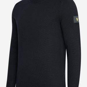 Shoulder detail crew neck knit jumper - jet black
