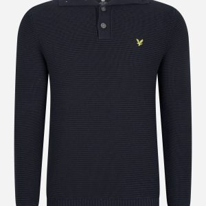 Chunky rib button neck - dark navy