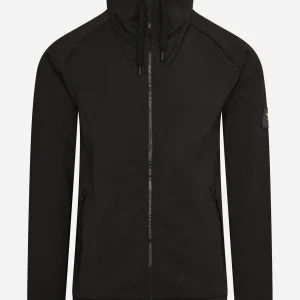 High neck zip through - jet black